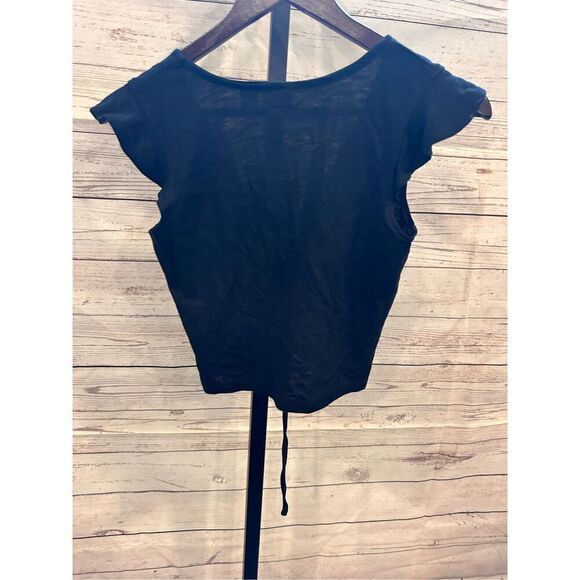 Roxy Flirty Vibe Flutter Sleeve Black Top Size XS New - Picture 6 of 7